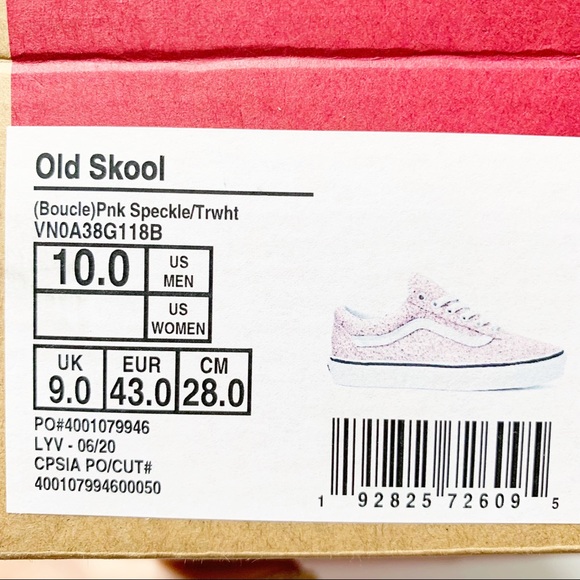 NEW Vans Old Skool Boucle Pink Speckled White Shoe - Picture 12 of 12